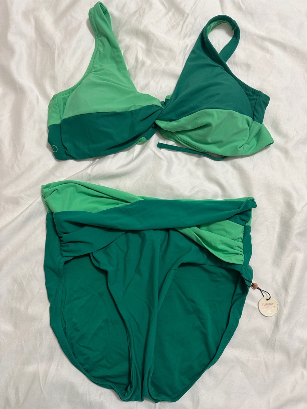 CALIA by Carrie Underwood Two-Tone Green Twist Bikini Set